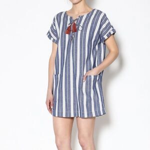 Tularosa Boho Blue Stripped Tunic Dress with Tassel in Size Medium
